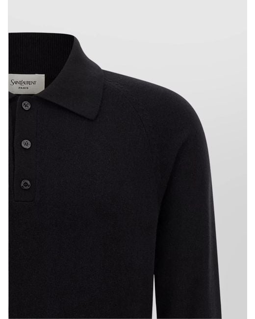 Saint Laurent Blue Wool Polo Shirt for men
