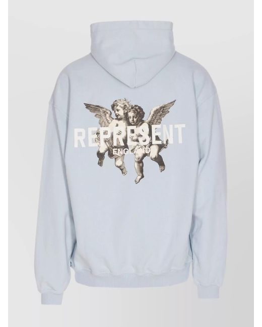 Represent Blue Hooded Sweater Kangaroo Pocket for men