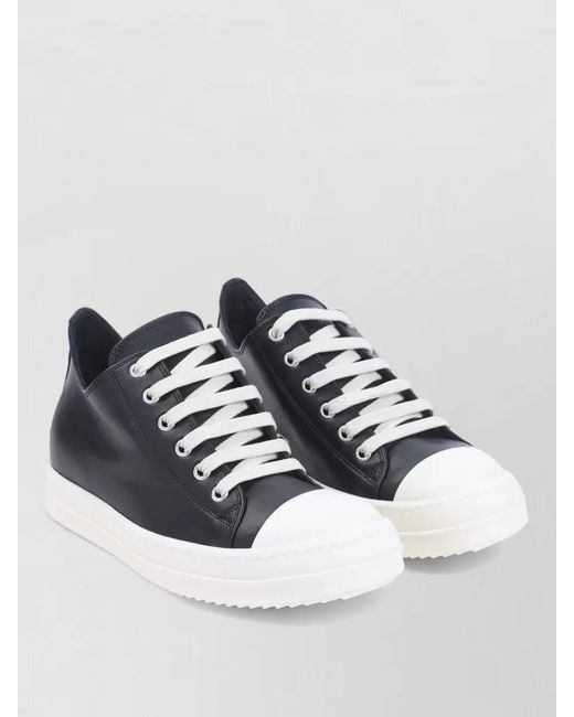 Rick Owens Blue Leather Low-Top Sneakers