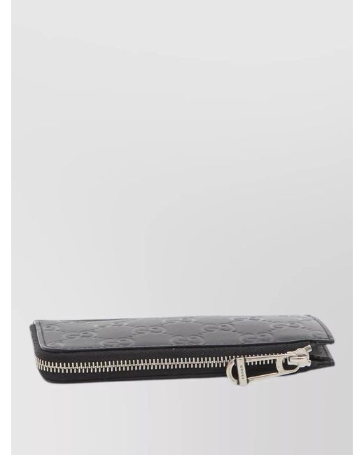 Gucci Gray Leather Zip Card Holder for men