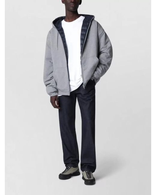 Canada Goose Blue Hooded Jacket Long Sleeves Ribbed Hem Cuffs for men