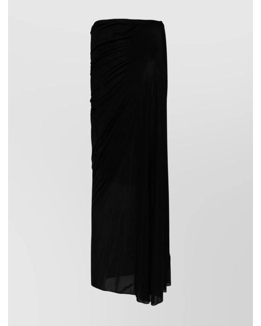 Dries Van Noten Black Asymmetric Draped Maxi Skirt