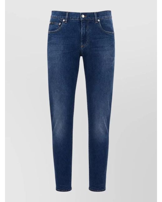 Dolce & Gabbana Blue Denim Jeans Belt Loops Contrast Stitching Design for men