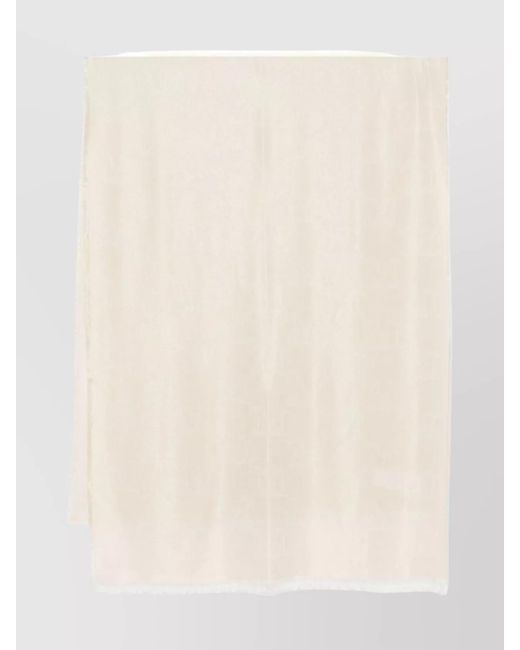 Max Mara Natural Rectangle Scarf With Lurex Monogram Detailing