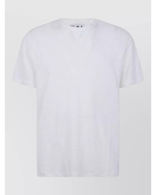 Mc2 Saint Barth White Linen Crew Neck Summer Knit Top for men