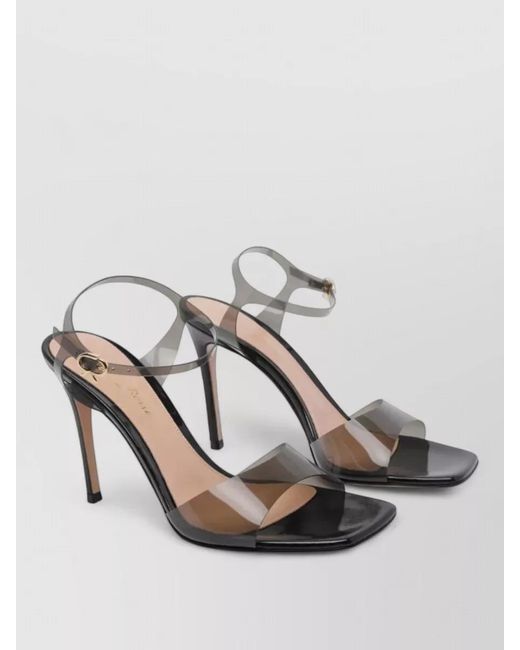 Gianvito Rossi Metallic Plexi Sandals Open Square Toe Design