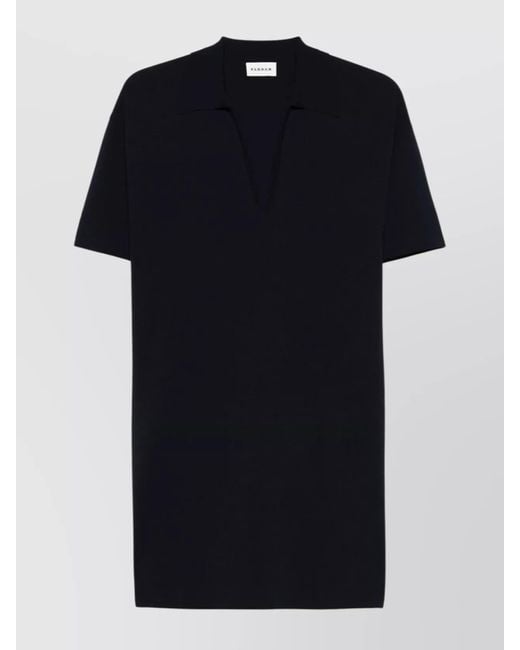 P.A.R.O.S.H. Black Mini Dress With Collar Detail And V-Neckline