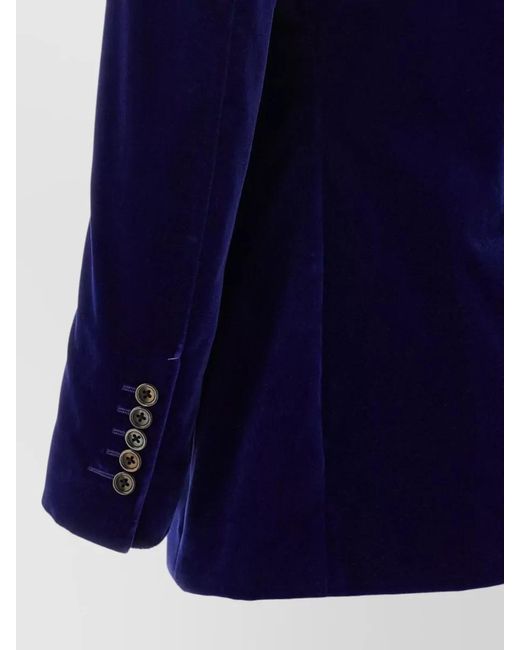Tom Ford Blue Wallis Blazer Velvet Texture Notch Lapels