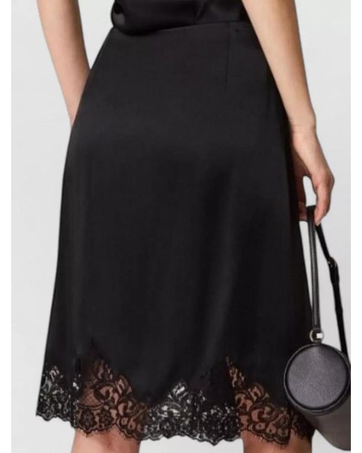 Stella McCartney Black Lace Trim Satin Skirt Back Slit