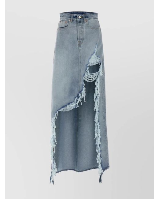 Vetements Blue Denim Destroyed Maxi Skirt