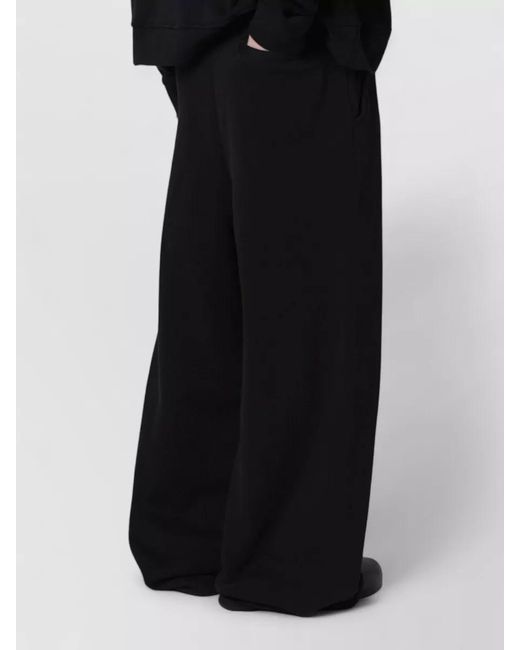 Entire studios Black Wide Leg Cotton Jogging Trousers Side Pockets for men