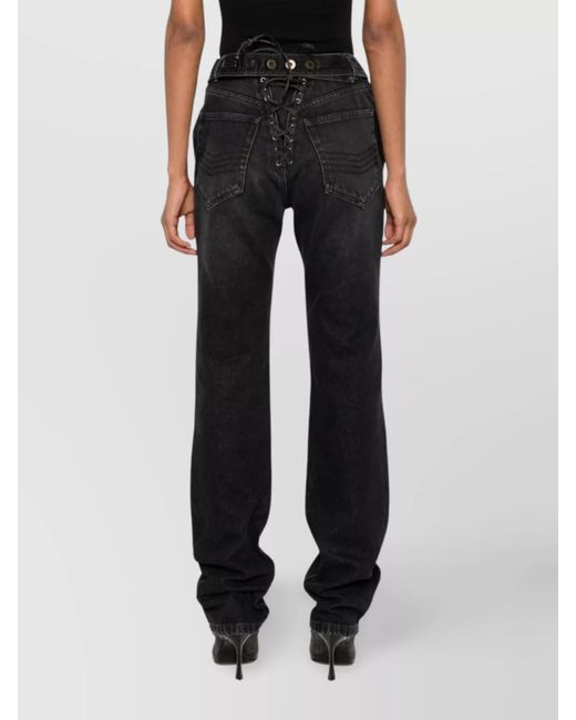 Jean Paul Gaultier Black Denim Padded Straight-Leg Trousers
