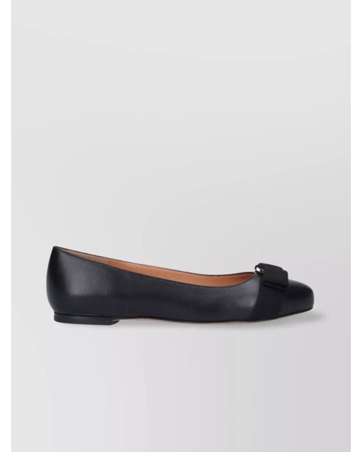 Ferragamo Multicolor Round Toe Ballerina Shoes With Bow Detail