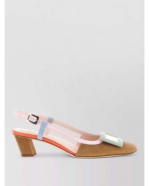 Roger Vivier Pink Belle Vivier Slingback Sandals Block Heel