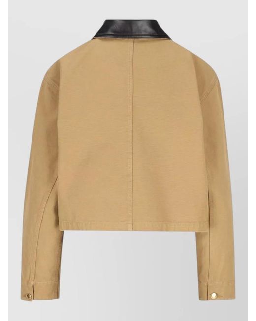 Balenciaga Natural Cropped Nylon Silk Coat Contrast Collar