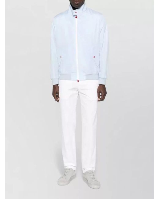 Kiton White Ribbed-Trim Lightweight Jacket for men
