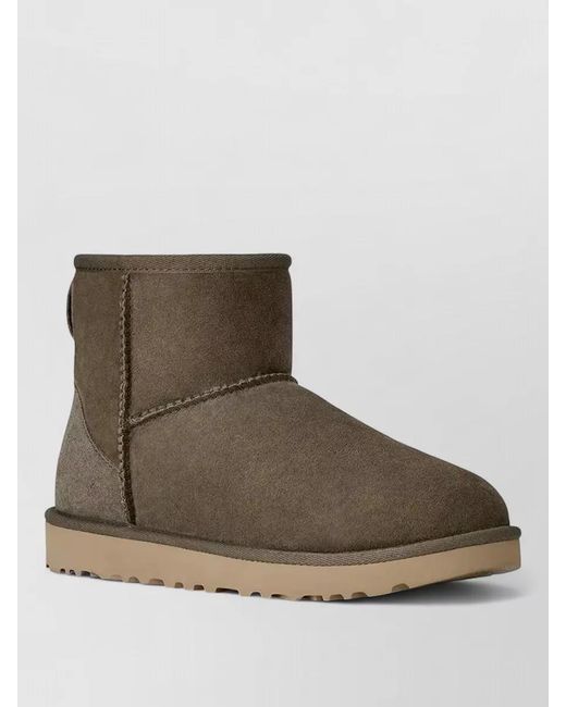 Ugg Brown Mini Ankle Boots Round Toe Rubber Sole