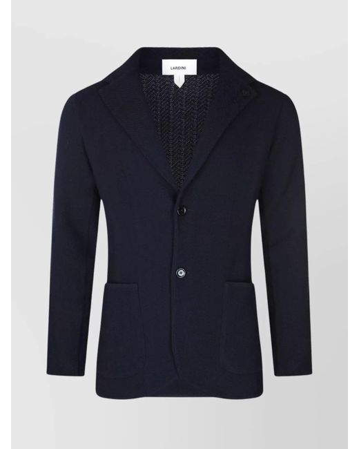 Lardini Blue Single Breasted Jacket With Broad Peak Lapels for men