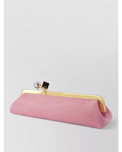 Jacquemus Pink La Pochette Salon Calfskin Clutch Bag
