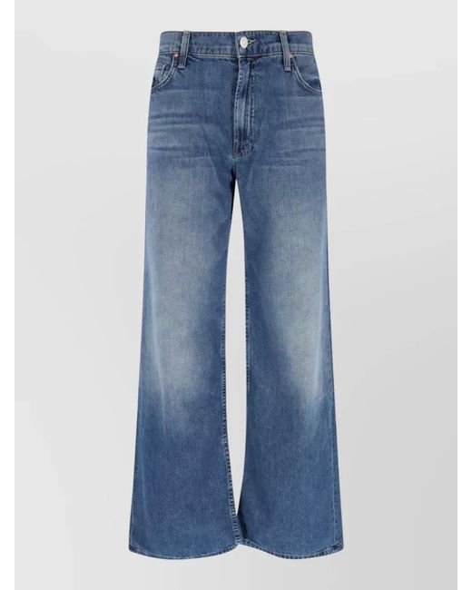 Mother Blue Denim Straight-Leg Jeans