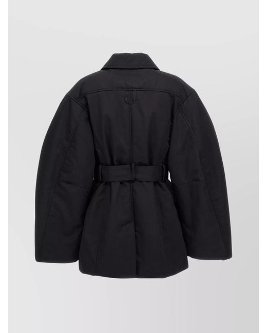 Jacquemus Blue Bari Belted Collared Front Pockets Long Sleeves