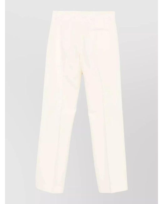 Alberto Biani White Flared Trousers Belt Loops Pressed Crease