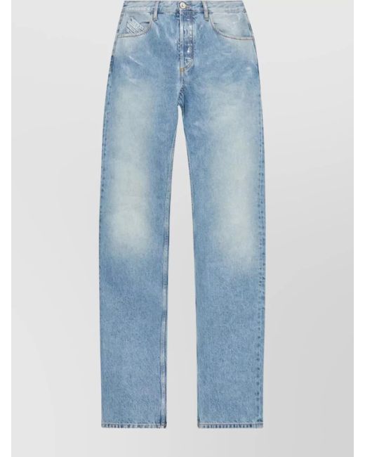 The Attico Blue Coated Straight-Leg Boyfriend Jeans