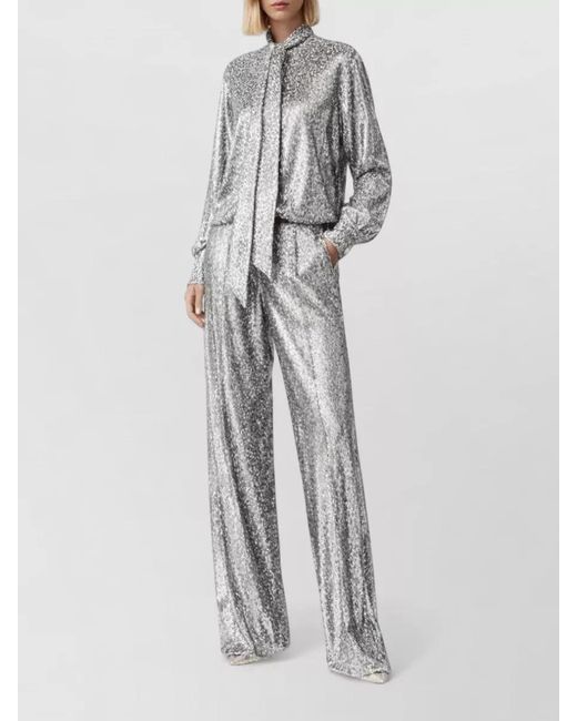 Stella McCartney Gray Silk Wide-Leg Trousers