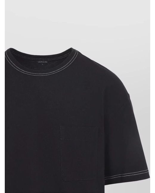 Lemaire Black Cotton Linen Boxy Short Sleeve T-Shirt for men