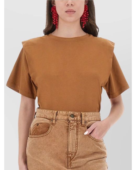 Isabel Marant Brown Cotton Regular-Fit Short-Sleeve Logo-Print T-Shirt