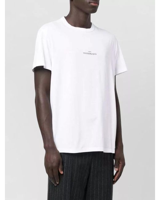 Maison Margiela White Logo Print Cotton T-Shirt for men