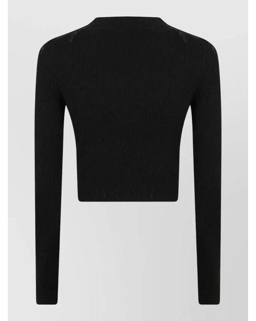 Ermanno Scervino Black Cropped Cardigan Lace Detail Long Sleeves