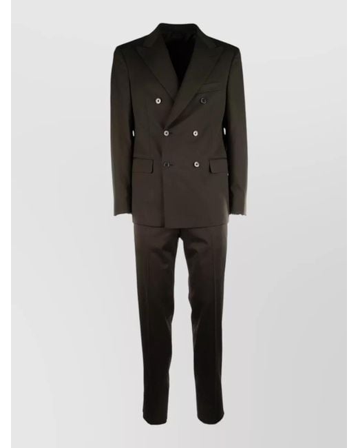 Colamarino Black Suit Double Breasted Button Detailing Flap Pockets for men