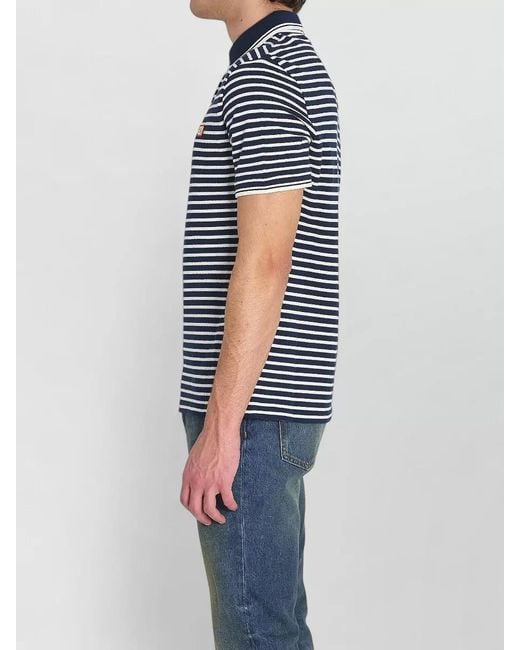 Valentino Garavani Blue Striped Cotton Regular-Fit Polo Shirt for men