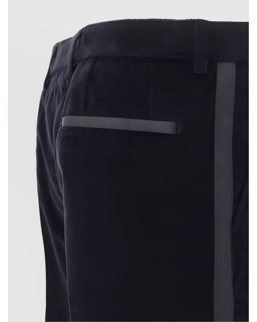 Dolce & Gabbana Blue Cotton-Blend Straight-Leg Trousers for men