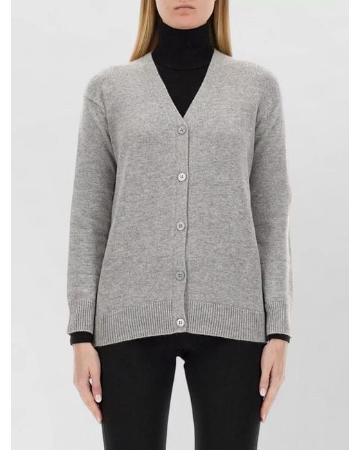 Max Mara Gray Wool Cashmere Regular Fit Cardigan