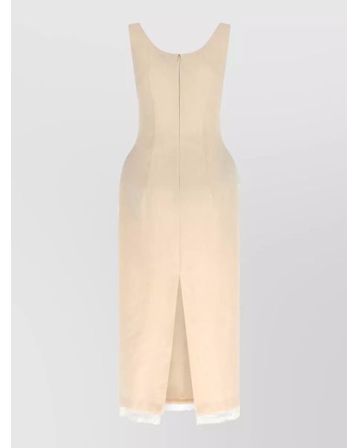 Magda Butrym Natural Silk-Blend Square-Neck Midi Dress