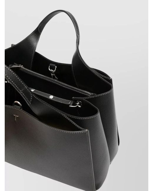 Tod's Black Pebbled Tote Bag Dual Top Handles