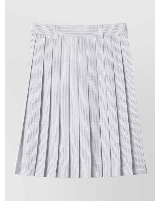 Miu Miu White Pleated Cotton Midi Skirt