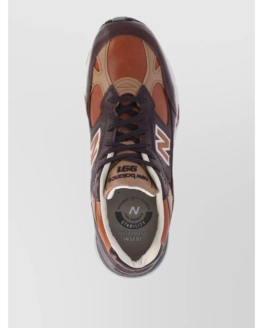 New Balance Brown Low Top Sneakers Contrast Panels Rubber Outsole