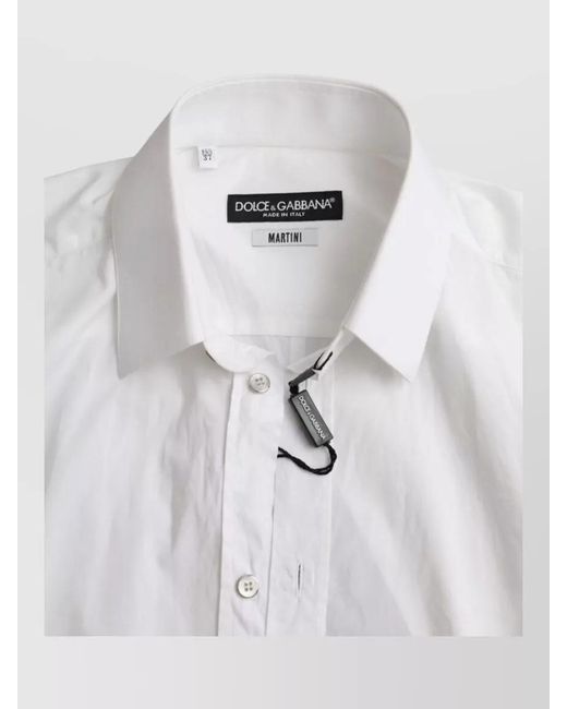 Dolce & Gabbana White Cotton Long Sleeve Martini Dress Shirt for men