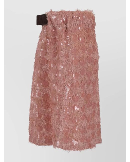 Niccolò Pasqualetti Pink Chimera Midi Skirt Sequins Leather Belt