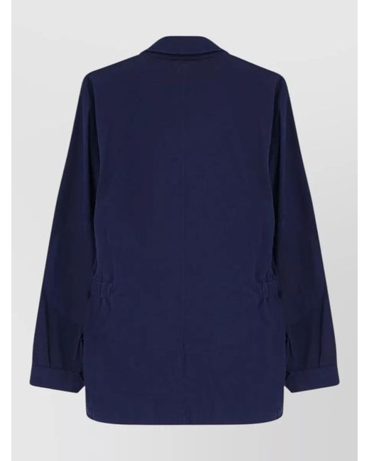 Aspesi Blue Cotton Jacket Collars Pockets Elastic Waistband
