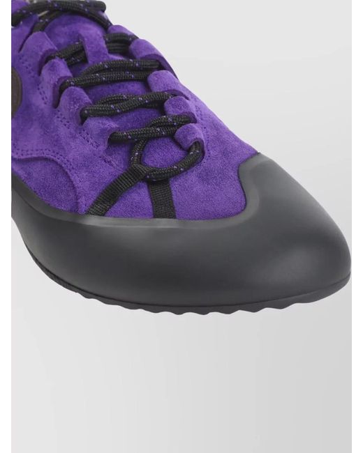 Loewe Purple Grip Lace Up Sneakers Suede Calfskin
