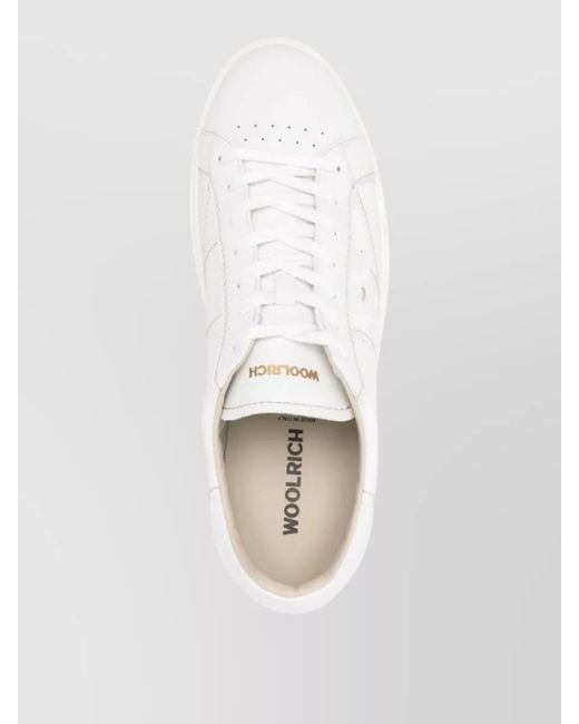 Woolrich Natural Leather Sneakers Round Toe Flat Sole for men