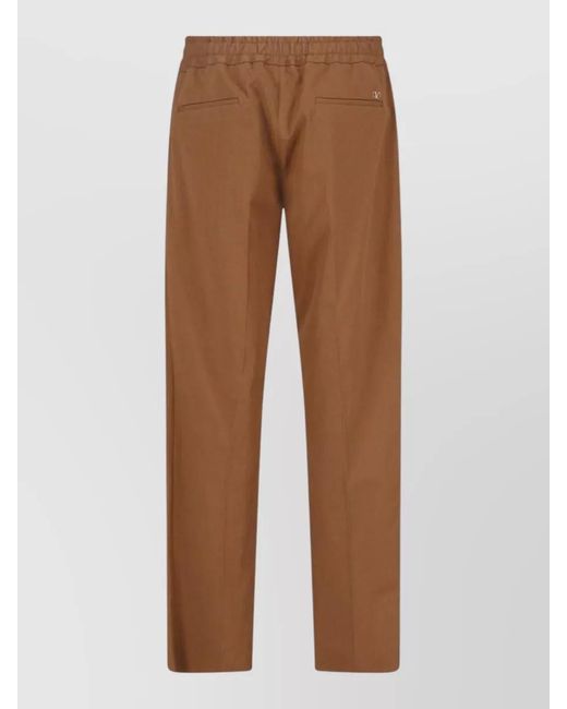 Valentino Brown Cotton Straight-Leg Trousers for men