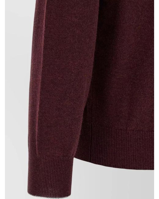 Brunello Cucinelli Red Cashmere Half-Zip Sweater for men