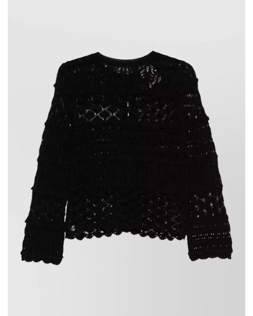 Semicouture Black Zilla Cotton Cardigan Crochet Knit Tiers