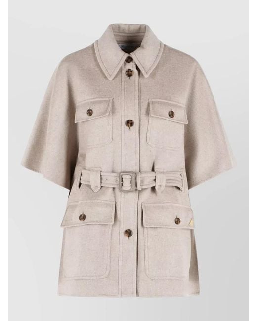 Max Mara Natural Nettare Cashmere Cape Belted Waist