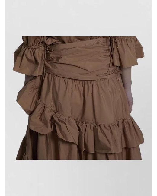 Chloé Brown Cotton Asymmetric Tiered Maxi Skirt